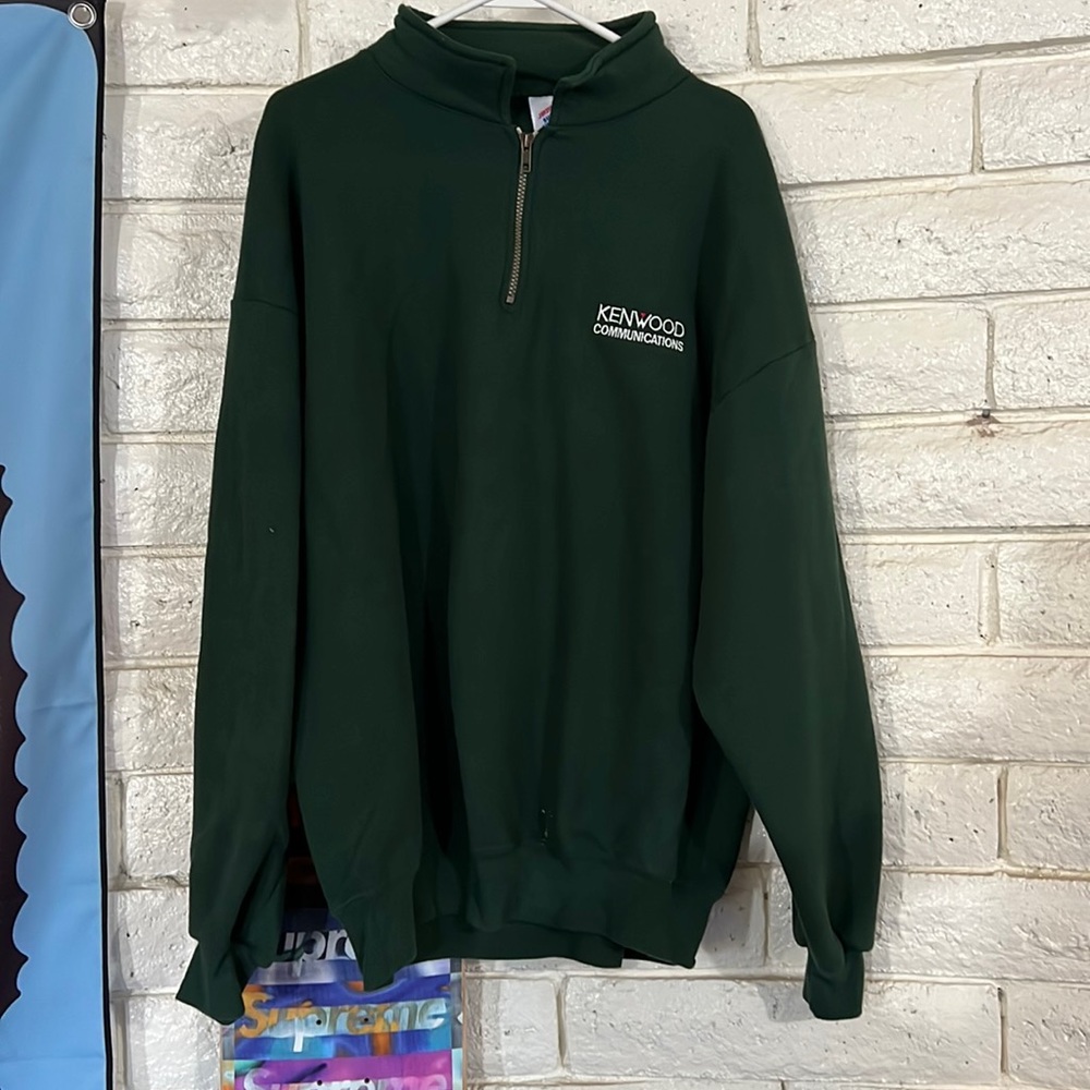 Vintage made in the USA kenwood communications half zip sweater